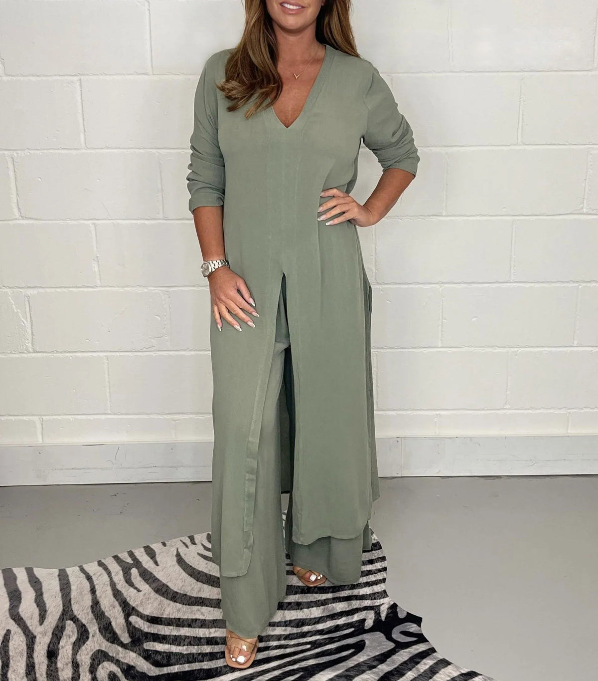 💃Spring Sale ⏳Two Piece Casual Long Top and Casual Trousers😍