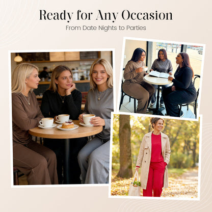 Women's Long Sleeve Top & Wide-Leg Pants 2-Piece Set